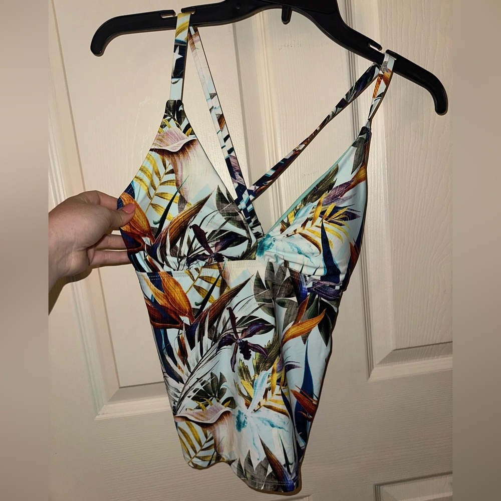 Title Nine Tropical Print Women's two piece tankini swimsuit set S beach summer
